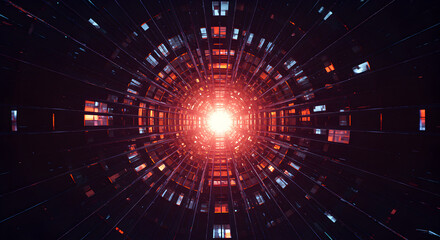 Obraz premium Abstract Light Bursting Through a Futuristic Dark Structure Pattern