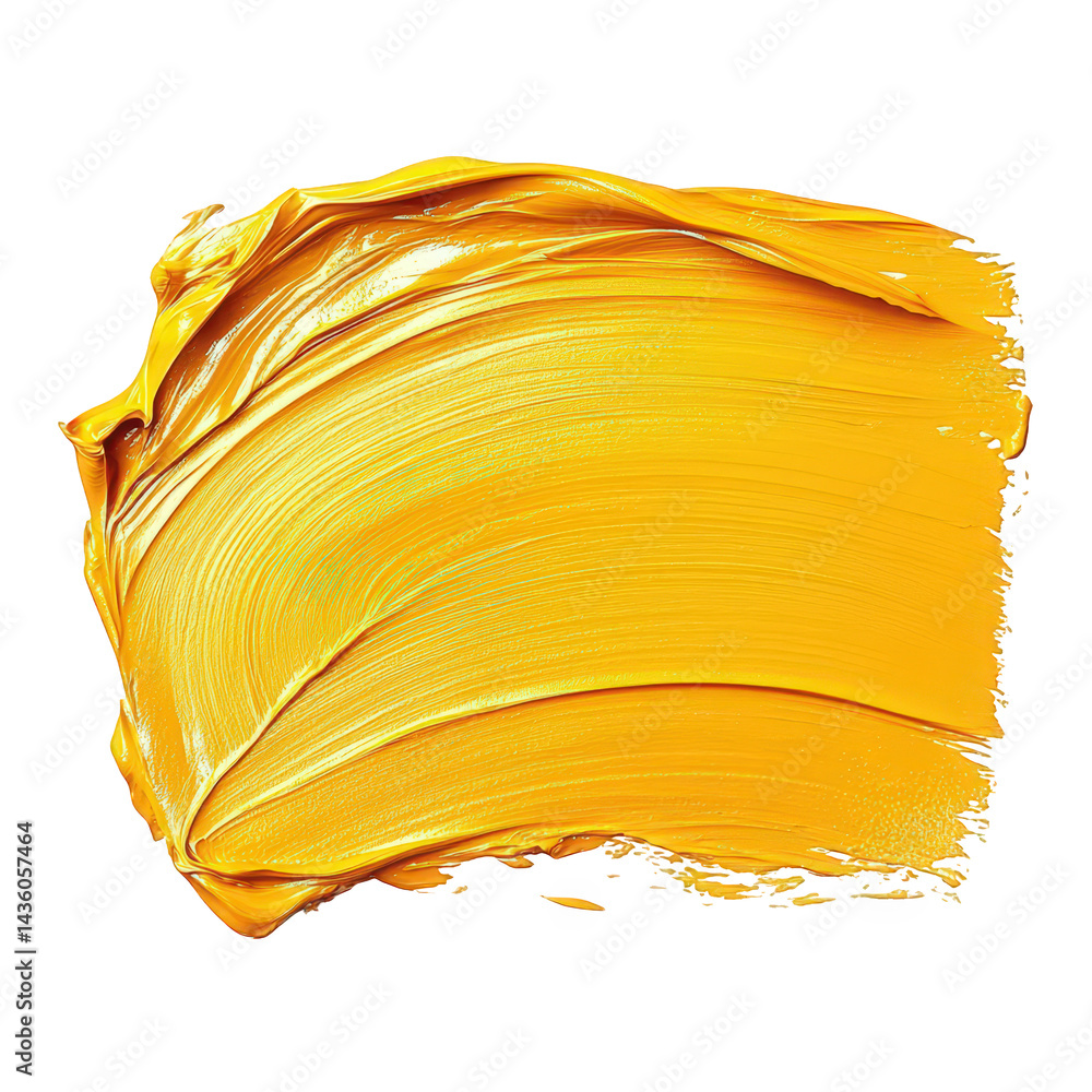 Poster vibrant yellow paint swatch. showcasing a smooth and glossy texture the paint appears to be freshly 