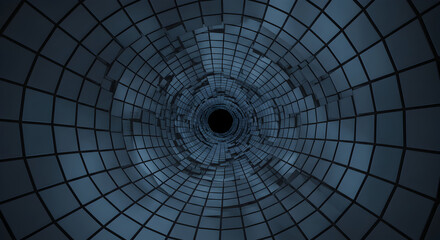 Abstract Tunnel With Metallic Squares Creates a Mesmerizing Visual Effect