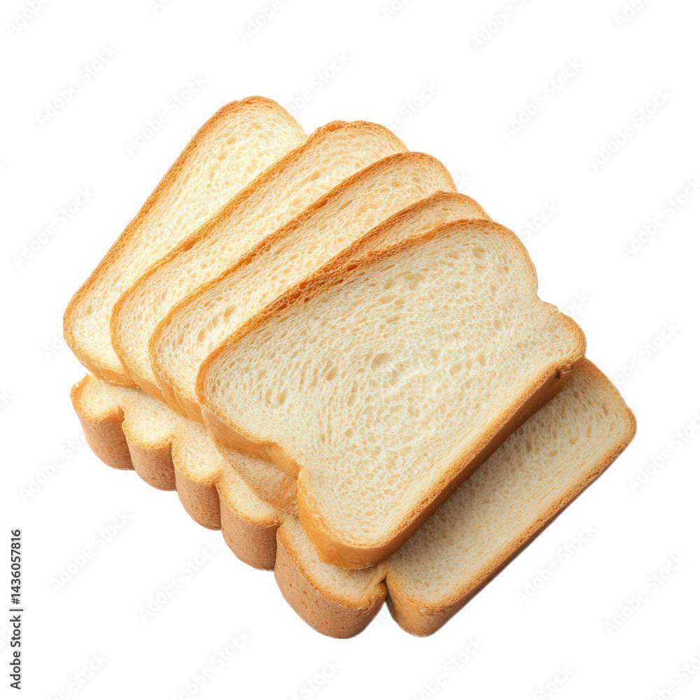 Aufkleber several slices of soft. white bread arranged neatly. showcasing their light golden crust and fluffy 