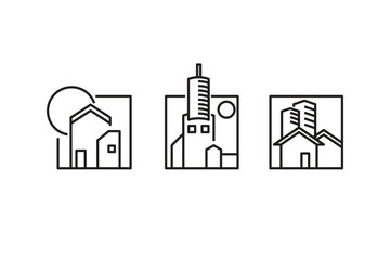 vector illustration of a building logo in line concept