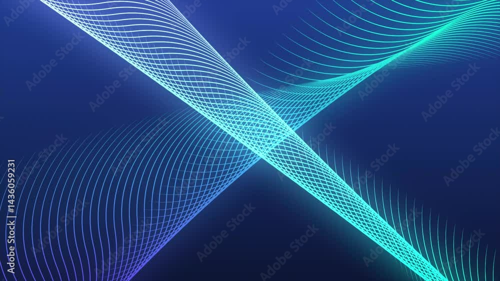 Poster tech inspired abstract motion background animation. blue light lines futuristic grid on blue backgro
