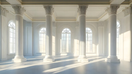 The four pillars are white and are part of a building