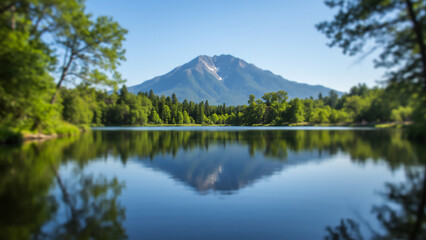 여름 풍경 시골 산 호수 자연 이미지