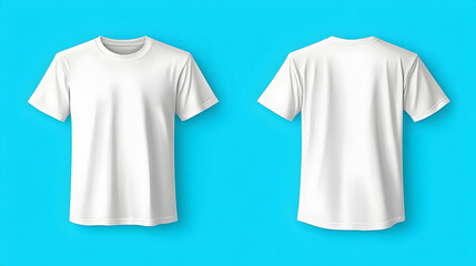 Fototapeta premium Blank white t-shirts displayed front and back views.