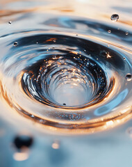 Abstract Blue and Gold Water Vortex Close Up