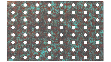 old rusty metal plate with circle hole 3D rendering