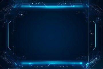 Abstract blue technology background with a futuristic digital frame. Glowing sci-fi cyber elements creating a modern interface for data communication and network concepts