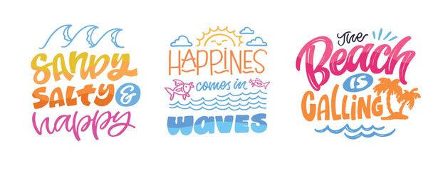 Summer vibes. Cute hand drawn doodle lettering quote. Lettering for t-shirt design, mug print, bag print, clothes fashion. 100% hand drawn vector image.