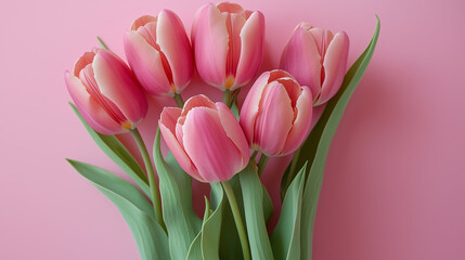 Obraz premium pink tulips are on a pink background flowers