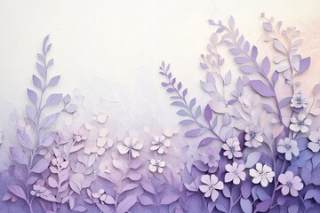 Delicate, pastel purple floral design border on a light background.