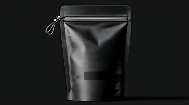 Matte Black Stand-Up Pouch with Zipper and Blank Label for Customization