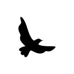Flying bird silhouette isolated on white background. Vector illustration