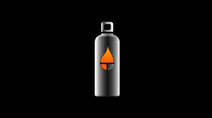Metal Water Bottle with Orange Drop Logo on Black Background