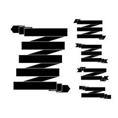 Collection of Black Banner and Ribbon Silhouettes for Design Projects
