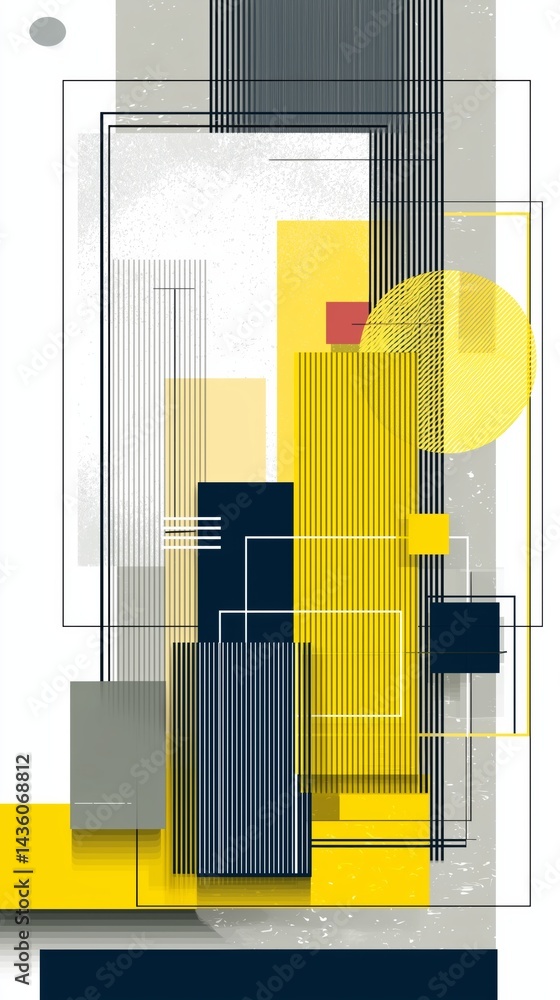 Poster abstract geometric design with lines and shapes in yellow and gray tones. frame overlay concept.