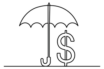 Dollar icon continuous single line drawing of simple outline vector design
