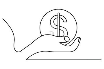Dollar icon continuous single line drawing of simple outline vector design
