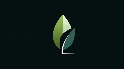 Minimalist Leaf Design on Dark Background for Eco-Friendly Themes
