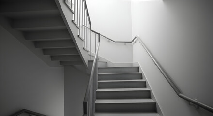 Fototapeta premium Monochrome Staircase Ascending Toward Light With Minimalism Architecture Design