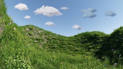 Rolling Hills and Cloudy Sky 3d