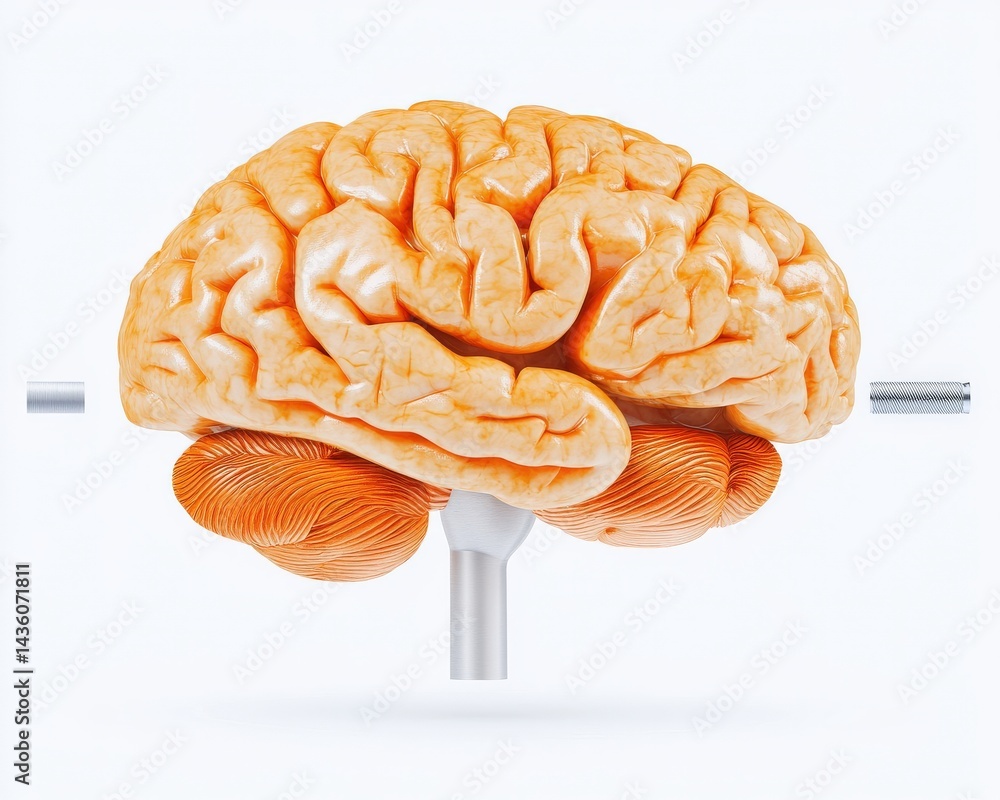 Poster detailed human brain anatomical model in high resolution isolated on white background symbolizing ne