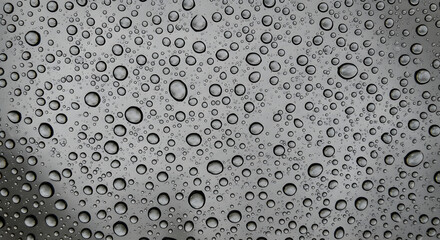 Abstract Monochromatic Display of Rain Droplets on Glass Surface