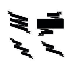 Collection of Black Banner and Ribbon Silhouettes for Design Projects