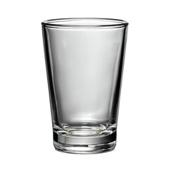 A clear, empty glass tumbler isolated on a white background