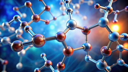 Detailed illustration of molecular structure of serotonin neurotransmitter with intricate bond between two molecules , Anatomy, Neurotransmitter