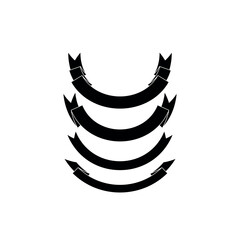 Collection of Black Banner and Ribbon Silhouettes for Design Projects
