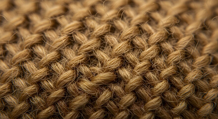 Closeup View Of Brown Knitted Wool Fabric For Winter Season Garments
