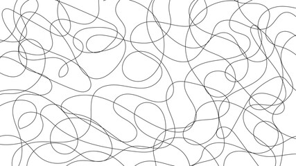 Elegant abstract pattern of chaotic golden line strokes on a white backdrop. A vibrant and decorative design featuring tangled, flowing curves and geometric randomness—perfect for luxurious digital a