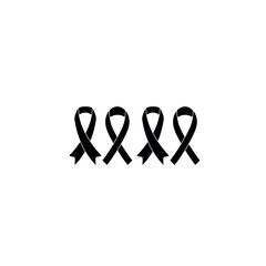 Set of Black Awareness Ribbons Depicting Mourning, Support, and Compassion