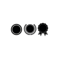 Set of Three Black Seal and Laurel Wreath Designs on a White Background