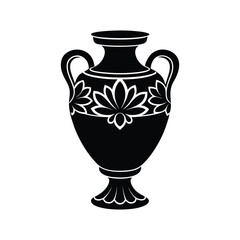 Silhouette art illustration of a baroque vintage vase with luxurious engravings.eps