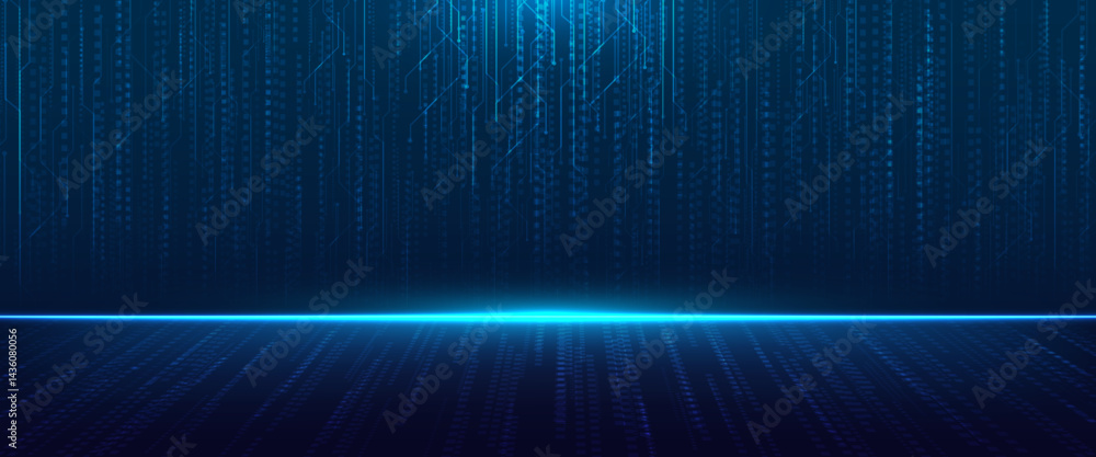 Poster futuristic technology background with digital data flow and circuit lines for ai, business technolog
