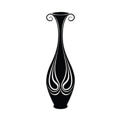 Silhouette art illustration of a slim-necked nouveau vase.eps