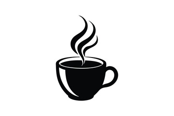 Silhouette art illustration of a steaming coffee mug.eps