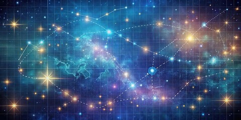 Fototapeta premium Cosmic Stardust Chart Navigation, cosmic map, celestial chart, cosmic map