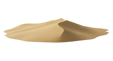 A single sand dune with a smooth, flowing shape against a black background in a studio setting