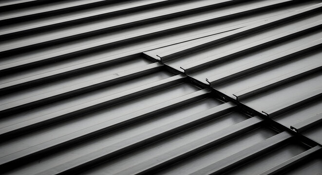 Monochrome Metal Roofing Sheet Pattern With Linear Texture and Overlapping Structure