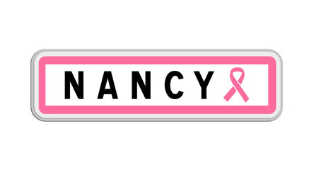 Panneau de sortie de Nancy, Meurthe-et-Moselle, Grand Est avec Ruban Octobre Rose