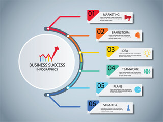 Successful business concept circle infographic template. Infographics with icons and elements. Can be used for workflow layout, diagram web design, infographics. Vector Illustration