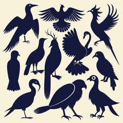 set of vector birds