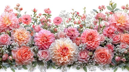 Obraz premium Lush assortment of pink and peach floral blossoms