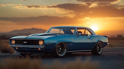 Obraz premium Classic American Car Dusty Road pictures
