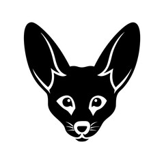 Fennec fox head illustration showcasing distinctive large ears and playful expression in a minimalist design