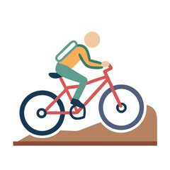 Naklejka premium Cyclist navigating a dirt path while riding a mountain bike during an outdoor adventure in sunny weather