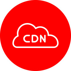 Content Delivery Network Vector Line White Circle Red